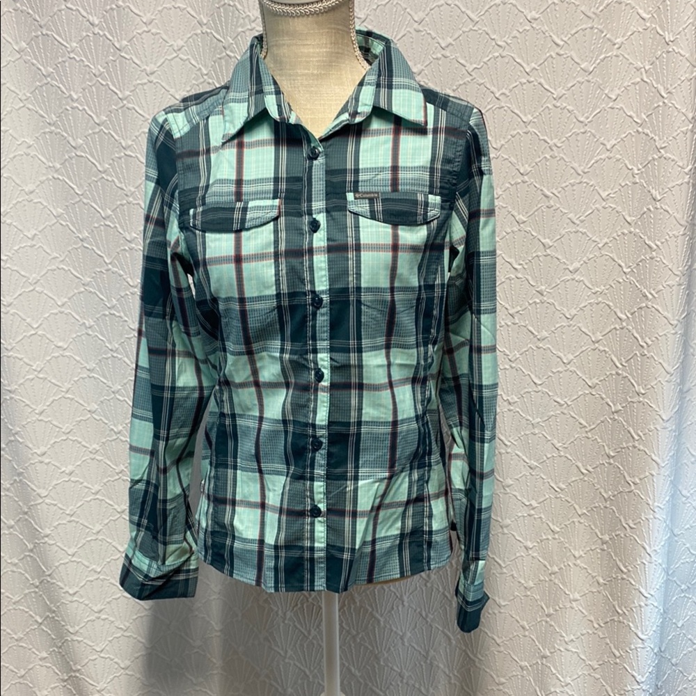 Columbia size small‎ petite Women's Plaid Button Down Shirt fishing summer
